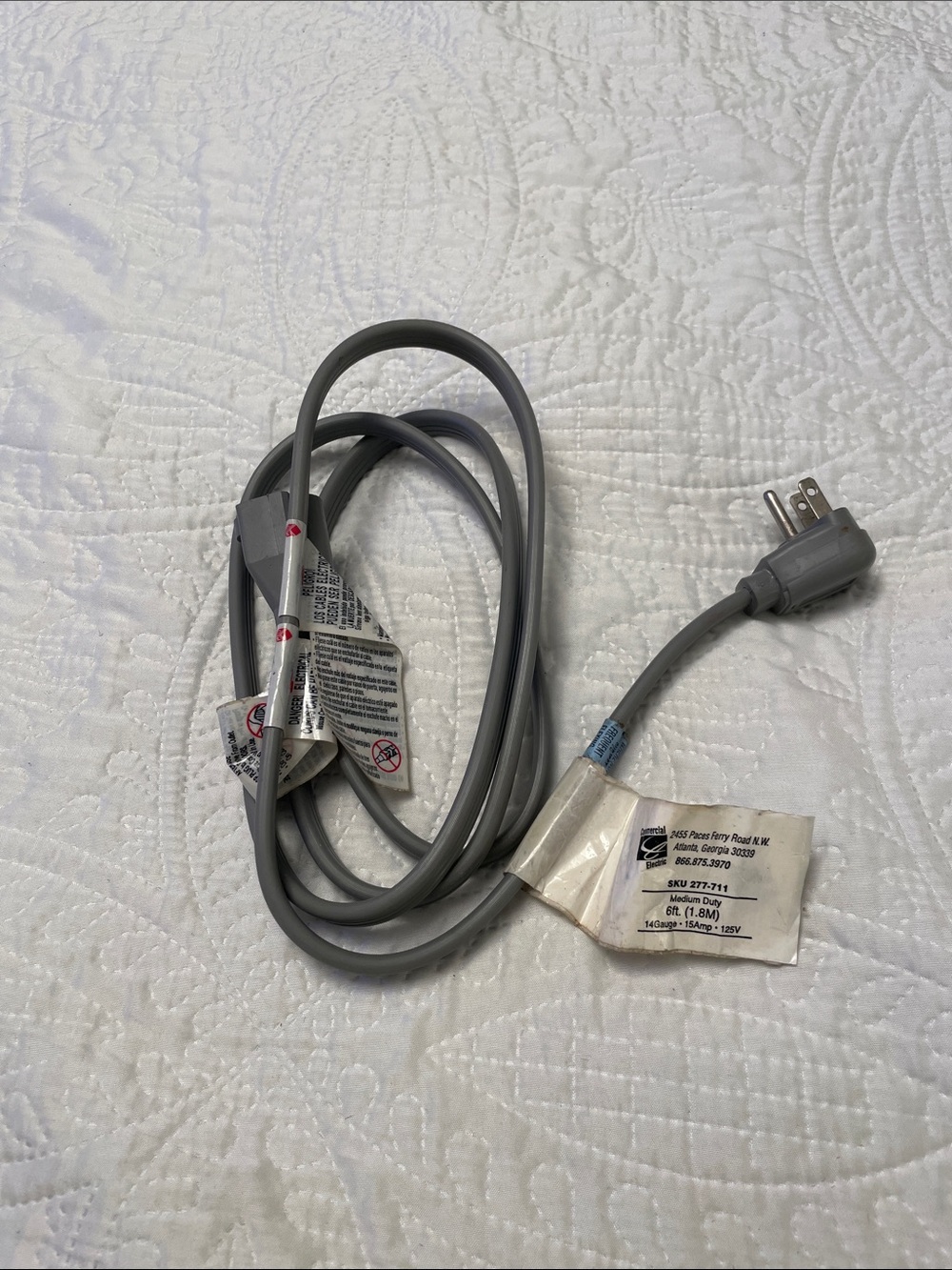 Commercial Electric Medium Duty Gray Three Prong Electrical Extension Cord